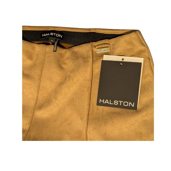 ⭐Halston Faux Suede Pull-On Pants M Camel – Gold Buckle Detail NWT - Picture 7 of 8